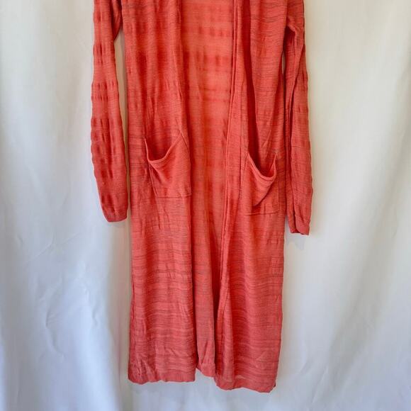 Moth Womens Linen Duster Cardigan Size XS Coral Pink Open Lightweight Fairy Boho - Picture 9 of 11